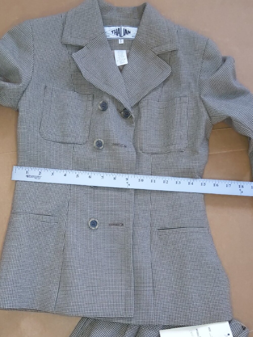 Thalian Petite Houndstooth Blazer & Trouser Set - Black, White & Taupe - Picture 11 of 11